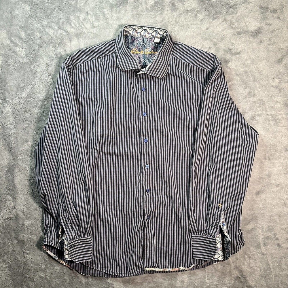 Robert Graham Men's Striped 100% Cotton Classic Fit Button Up Dress Shirt Sz 3XL